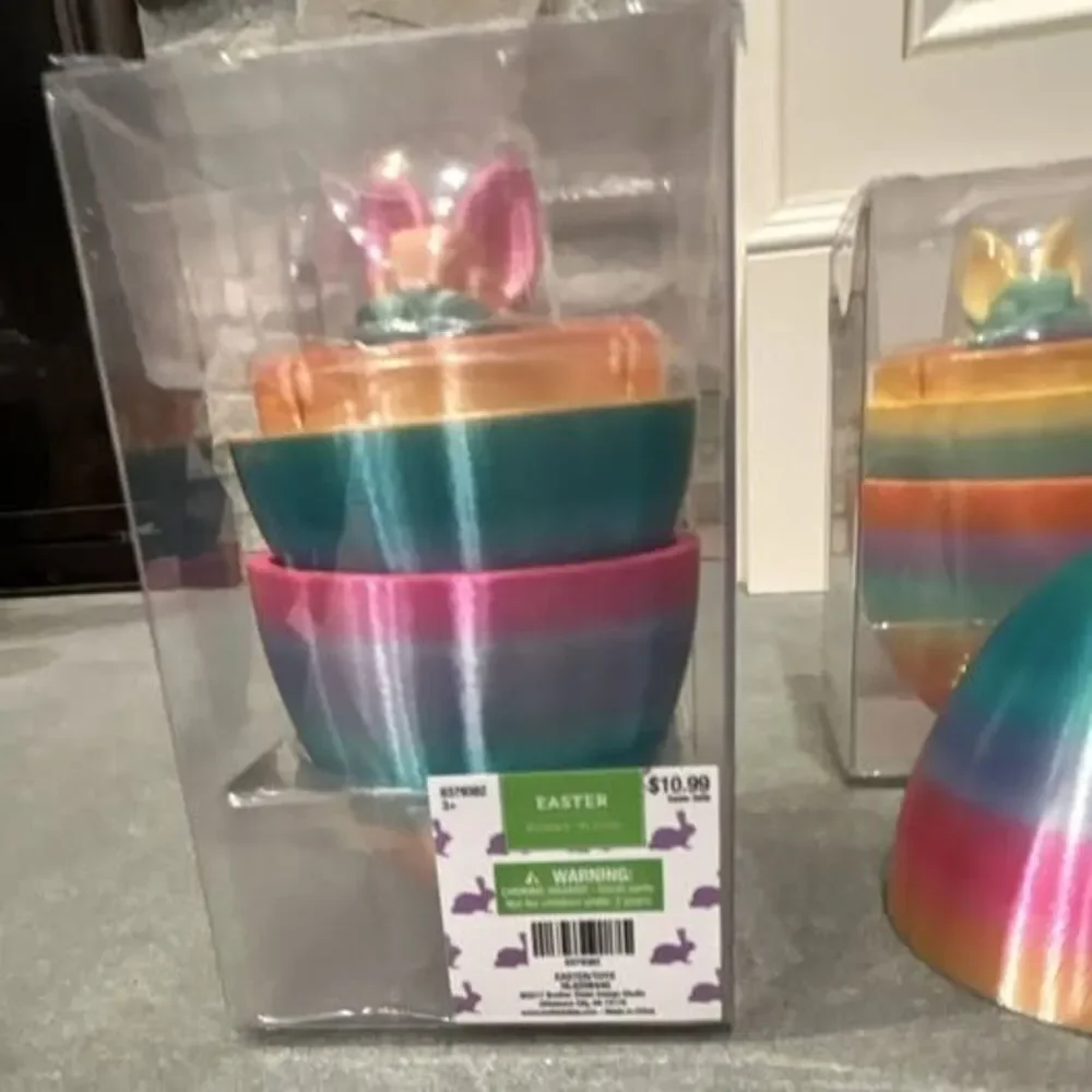 5 Set of Shiny & Rainbow 3-D Printed Bunny In Egg - Great for Party Favors